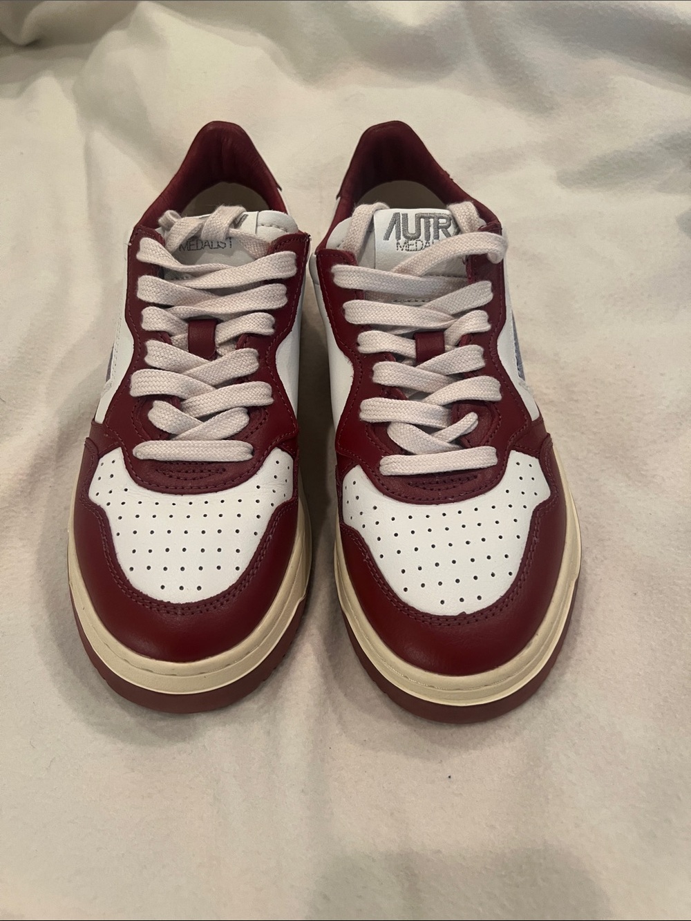 Autry Medalist Women's Burgundy and White Leather Sneakers